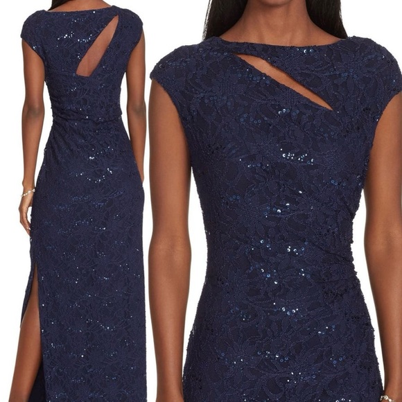 🆕 Gorgeous Navy Sequined Gown - Picture 14 of 14